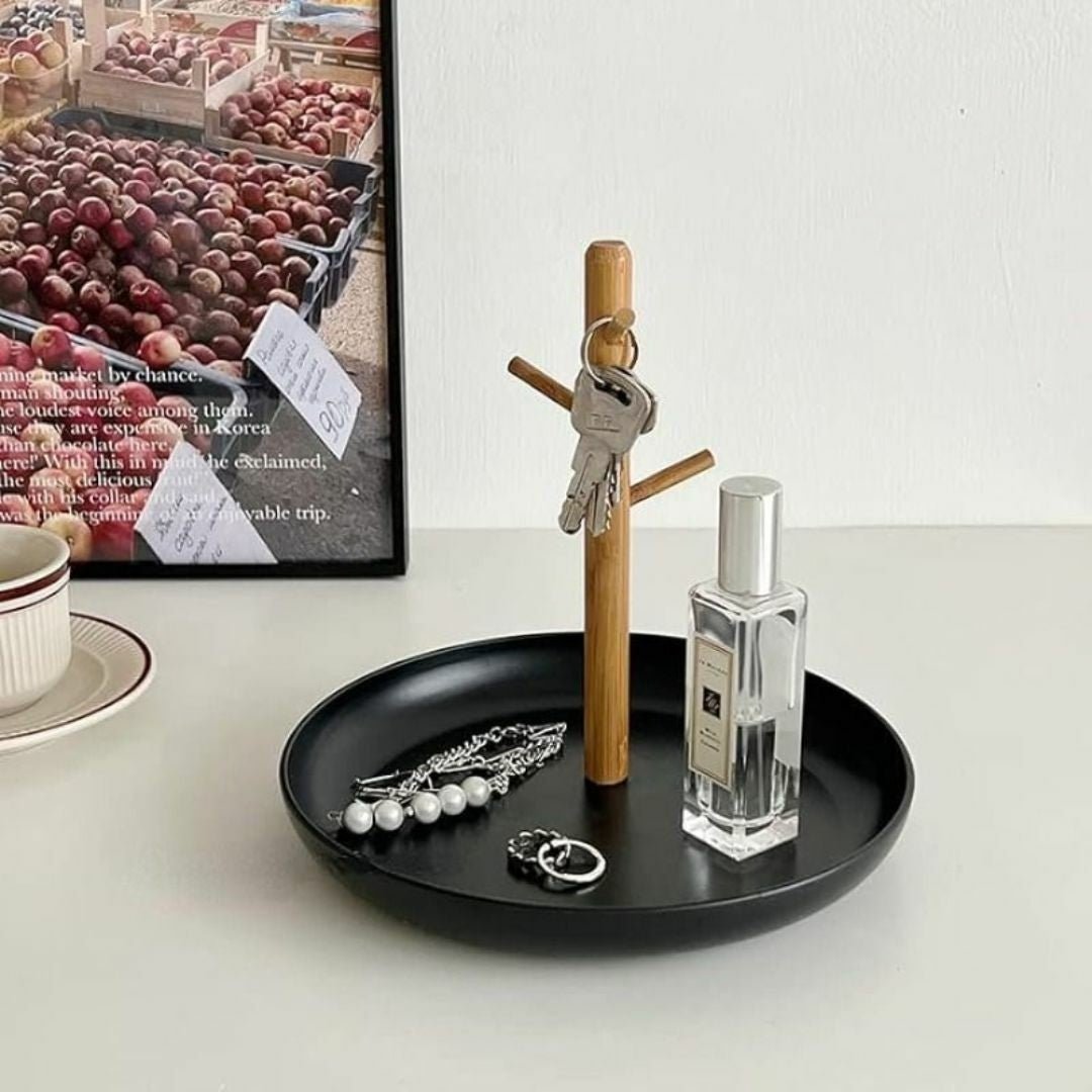 Rangement Clé - BranchRoundTray™ - Noir - Mon Cocon Maison